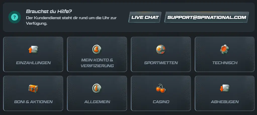 Spinational Casino Support